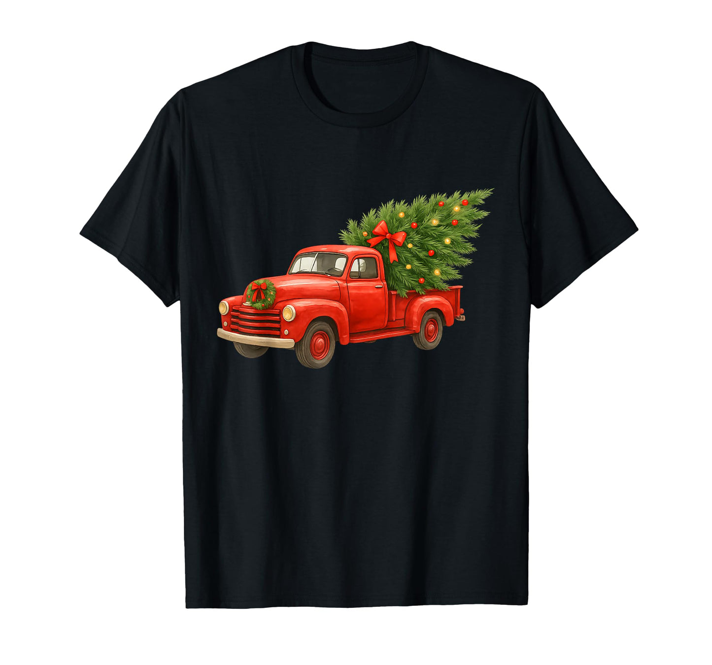 Vintage Red Truck Christmas Tree Winter Season T-Shirt