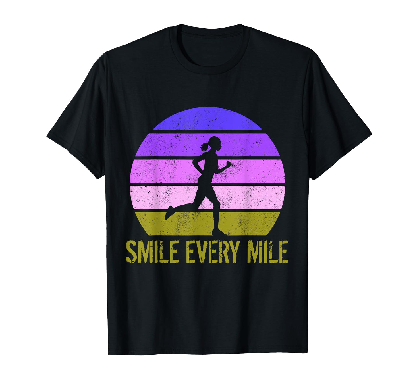 Women Running Marathon Funny Runner Smile Every Mile T-Shirt