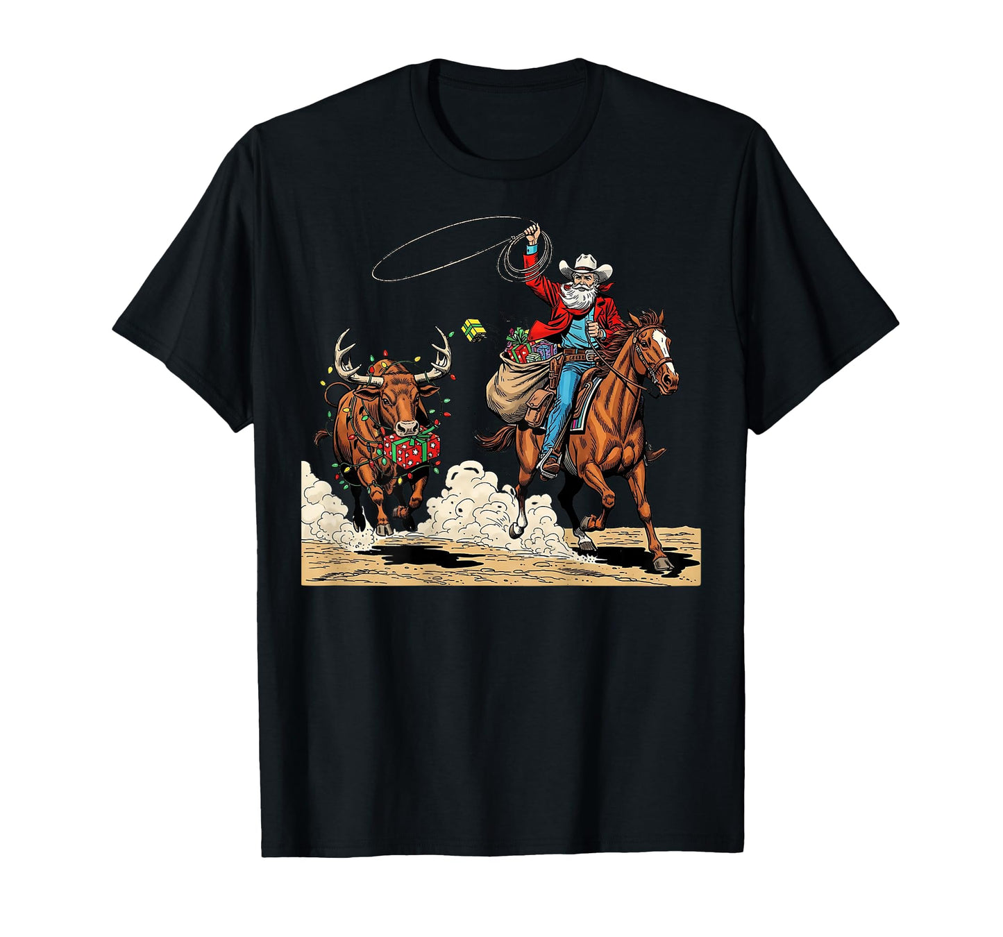 Funny Cowboy Santa Christmas Holiday Western Style Gifts T-Shirt