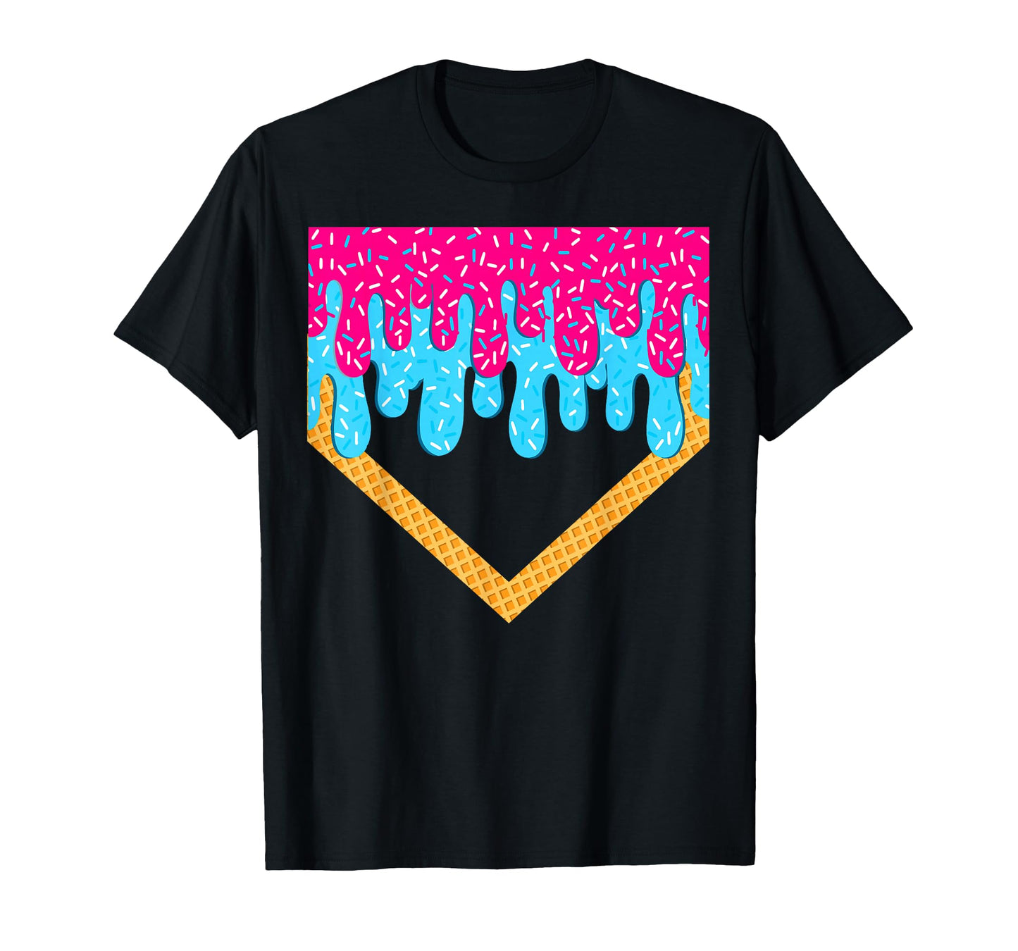 Baseball Drip Boys Home Plate Ice Cream Sprinkles Sport Fans T-Shirt