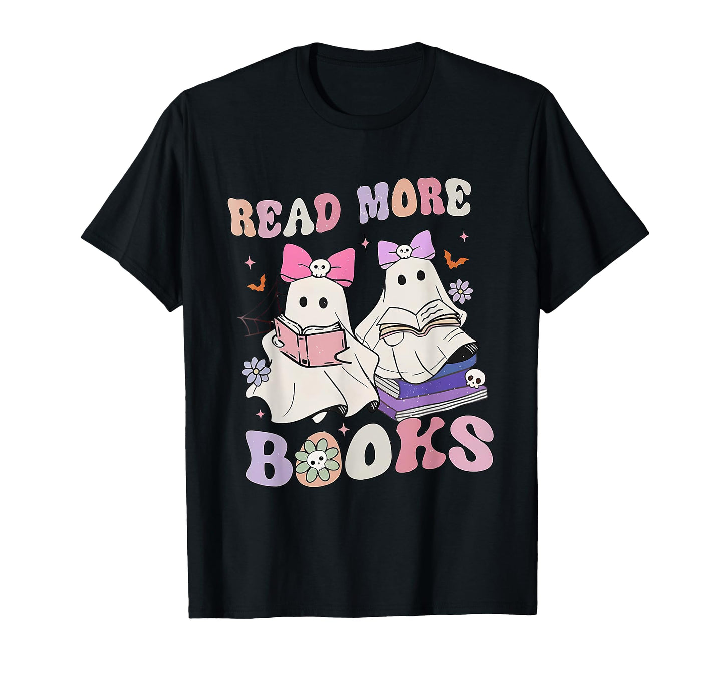 Halloween Ghost Reading Read More Books Librarian Teacher T-Shirt