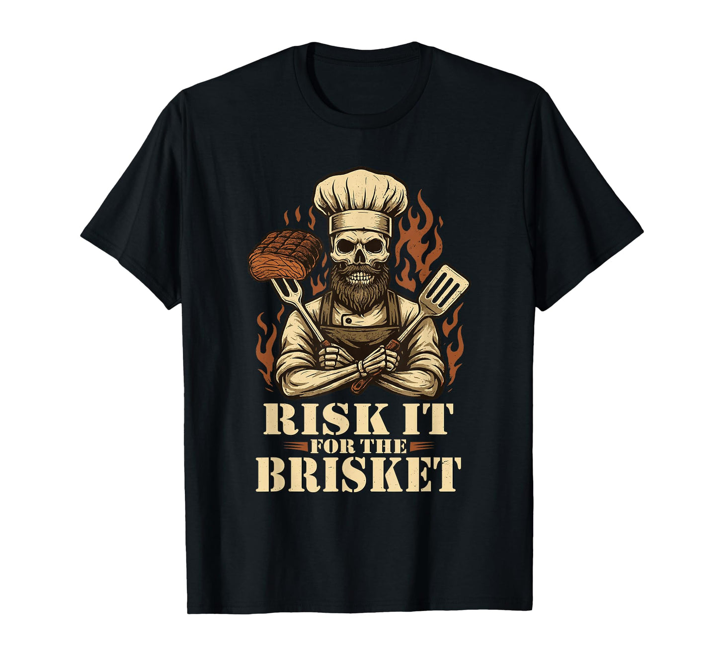 Risk It for The Brisket Funny BBQ Lovers Grill Smoker Master T-Shirt