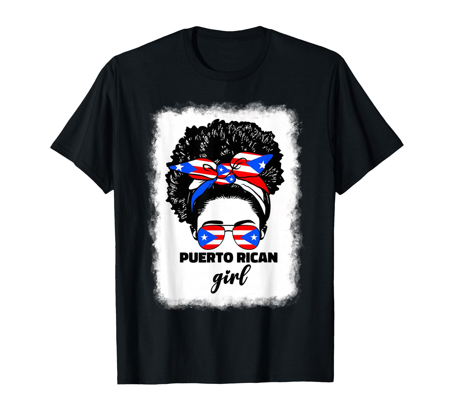 Black Afro Puerto Rican Girl Woman Girls Puerto Rico PR Flag T-Shirt