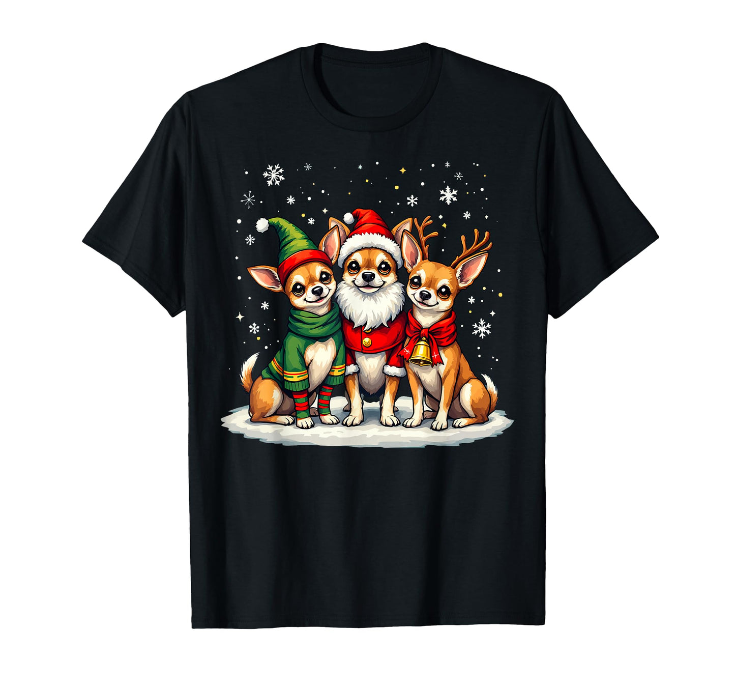 Chihuahua Christmas Dogs Funny Santa Reindeer Elf Holiday T-Shirt