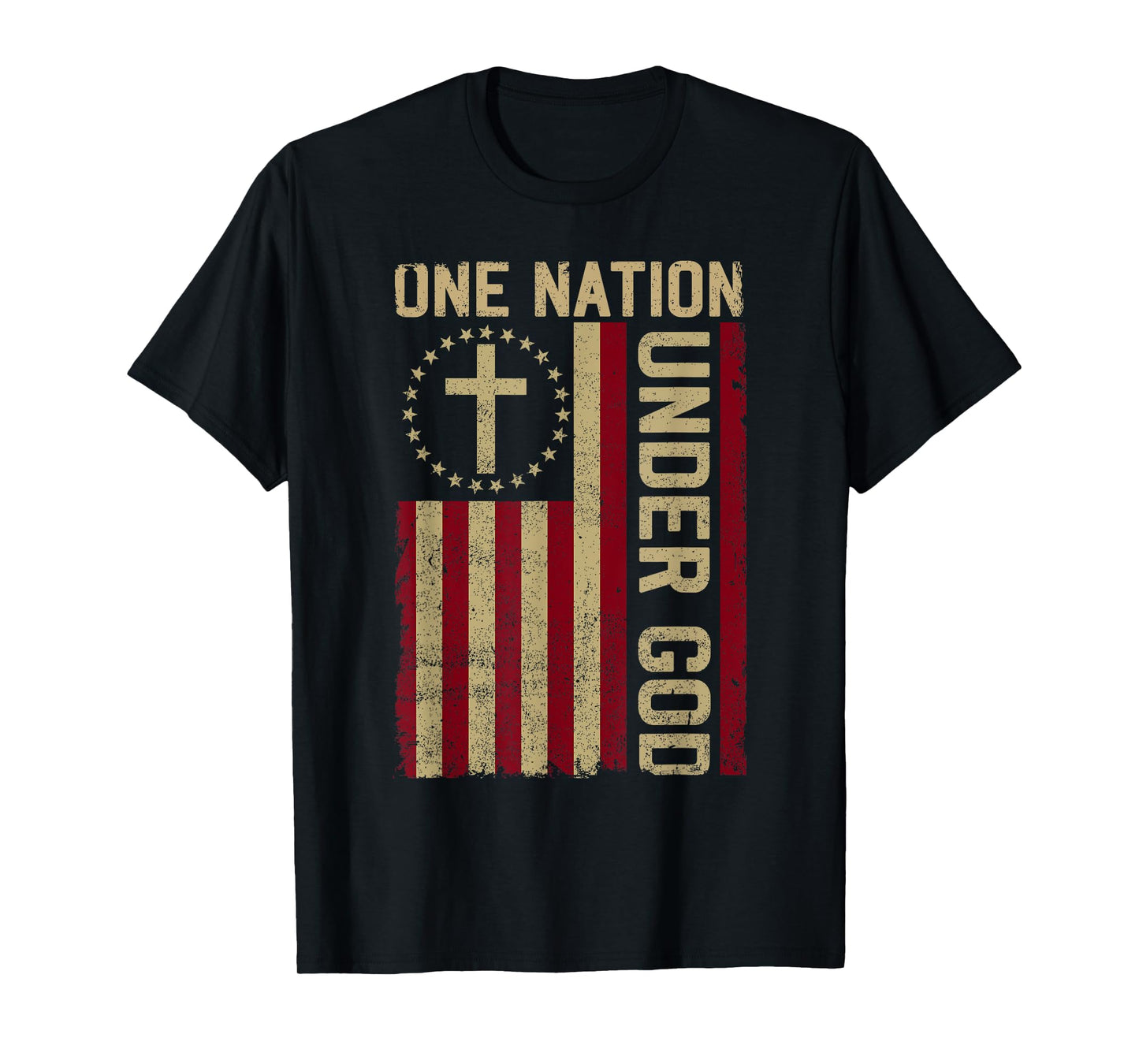 ONE NATION UNDER GOD - Christian USA Vintage American Flag Women Kids Men T-Shirt