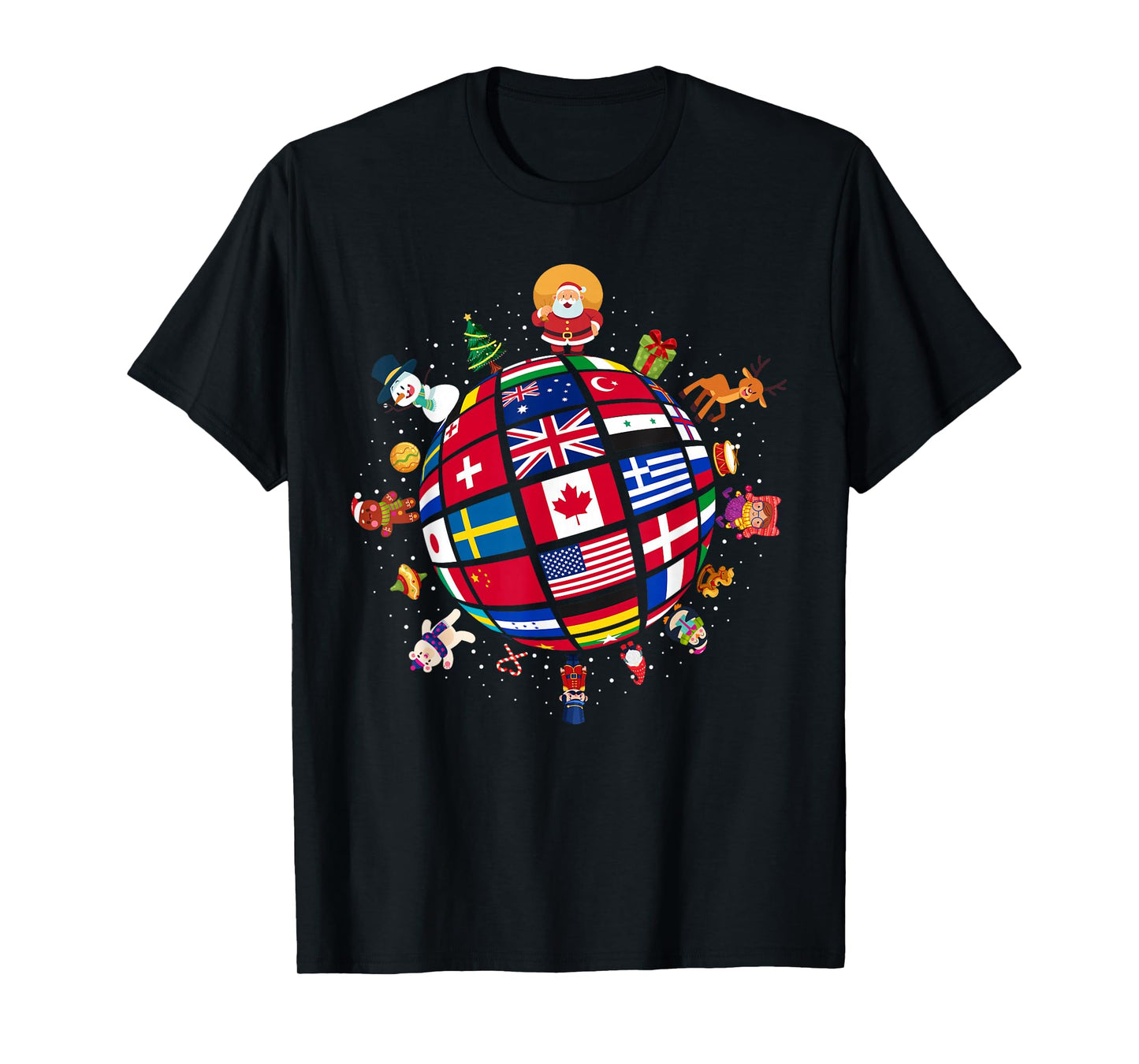 Flags Of The World Christmas Around The Globe T-Shirt