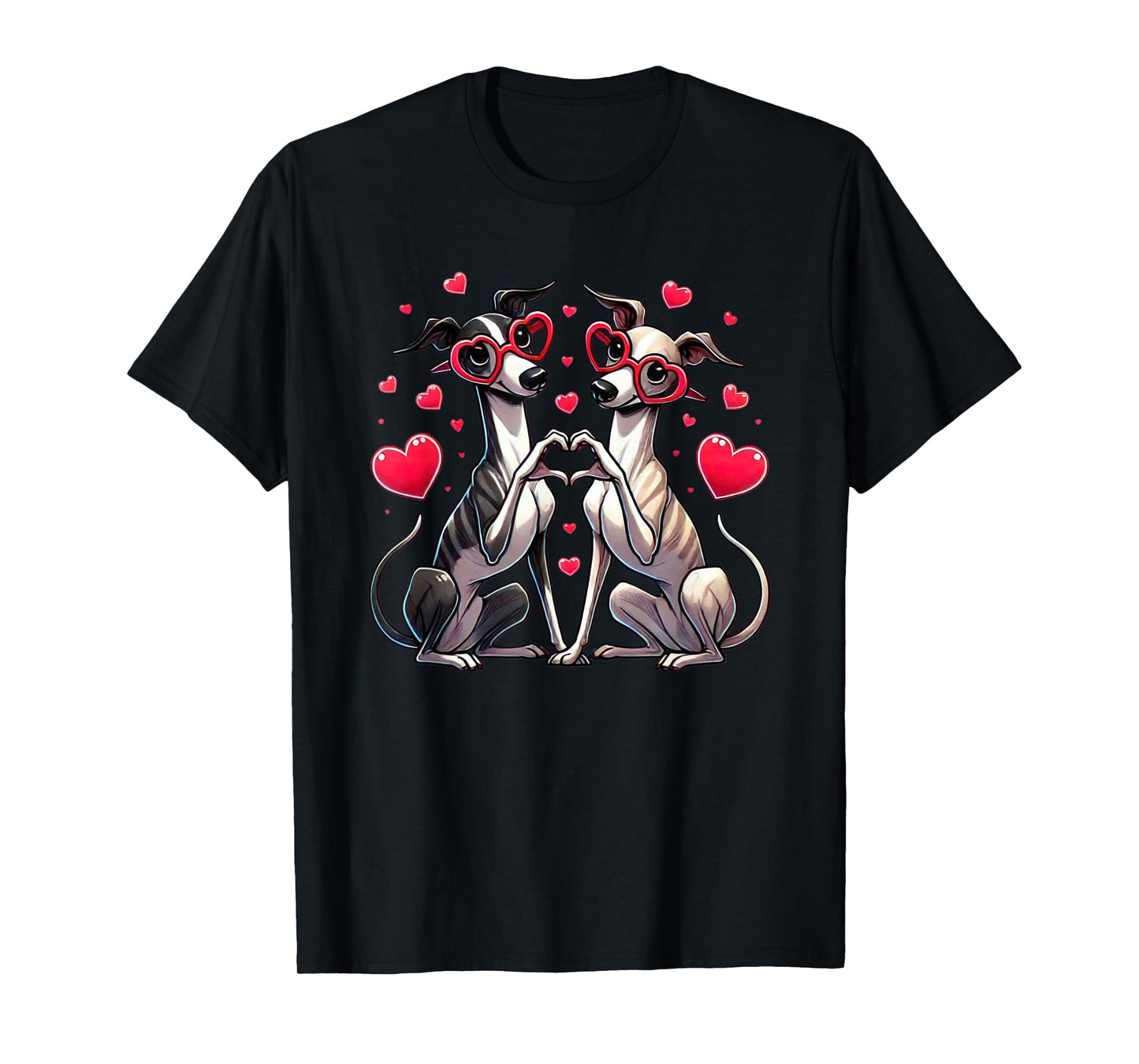 Heart Sign Hand Whippet Valentine Dog Womens Mens Kids T-Shirt