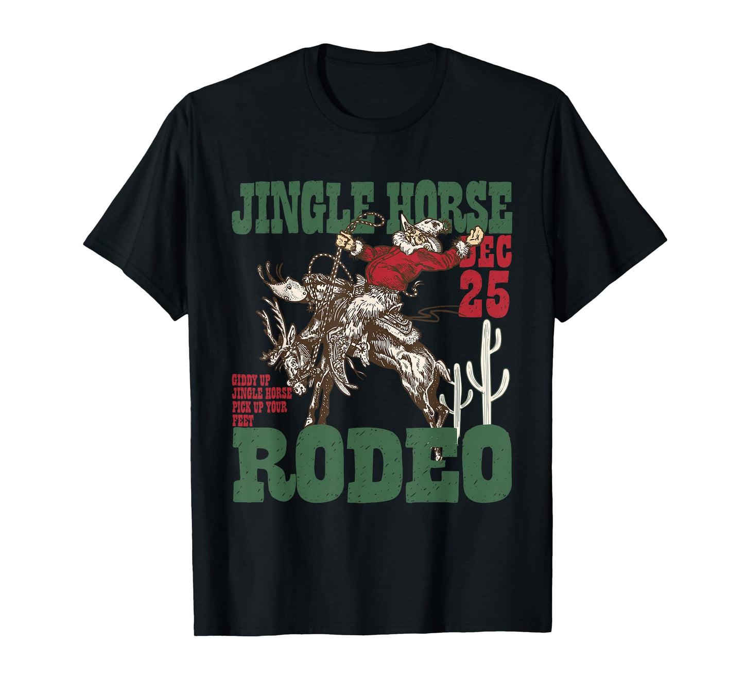 Retro Jingle Horse Rodeo Christmas Funny Western Cowboy T-Shirt