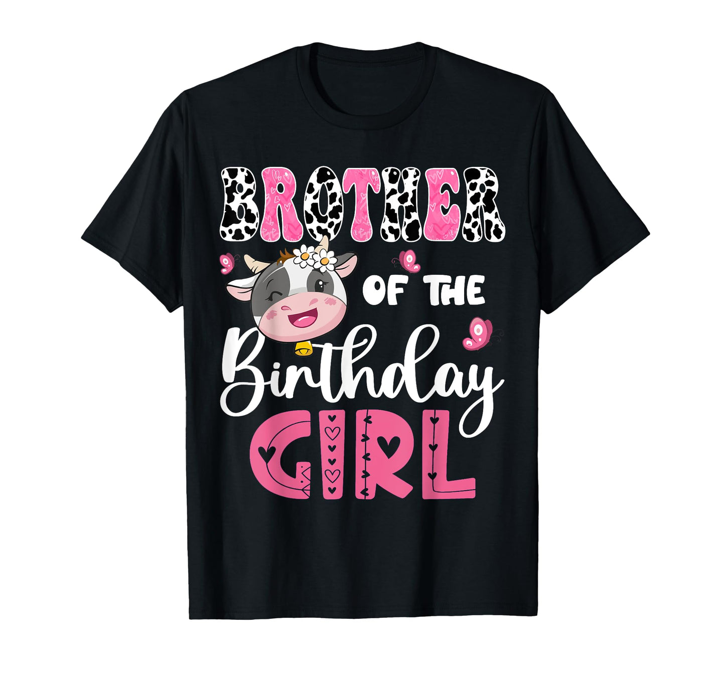 Brother Of The Birthday Girl Farm Cow 1St Birthday Party T-Shirt