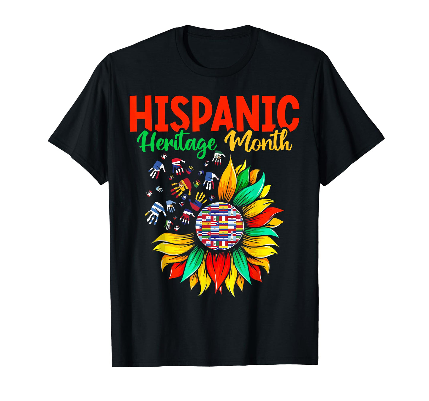 Hispanic Heritage Month Latino Countries Hands Heart Flags T-Shirt