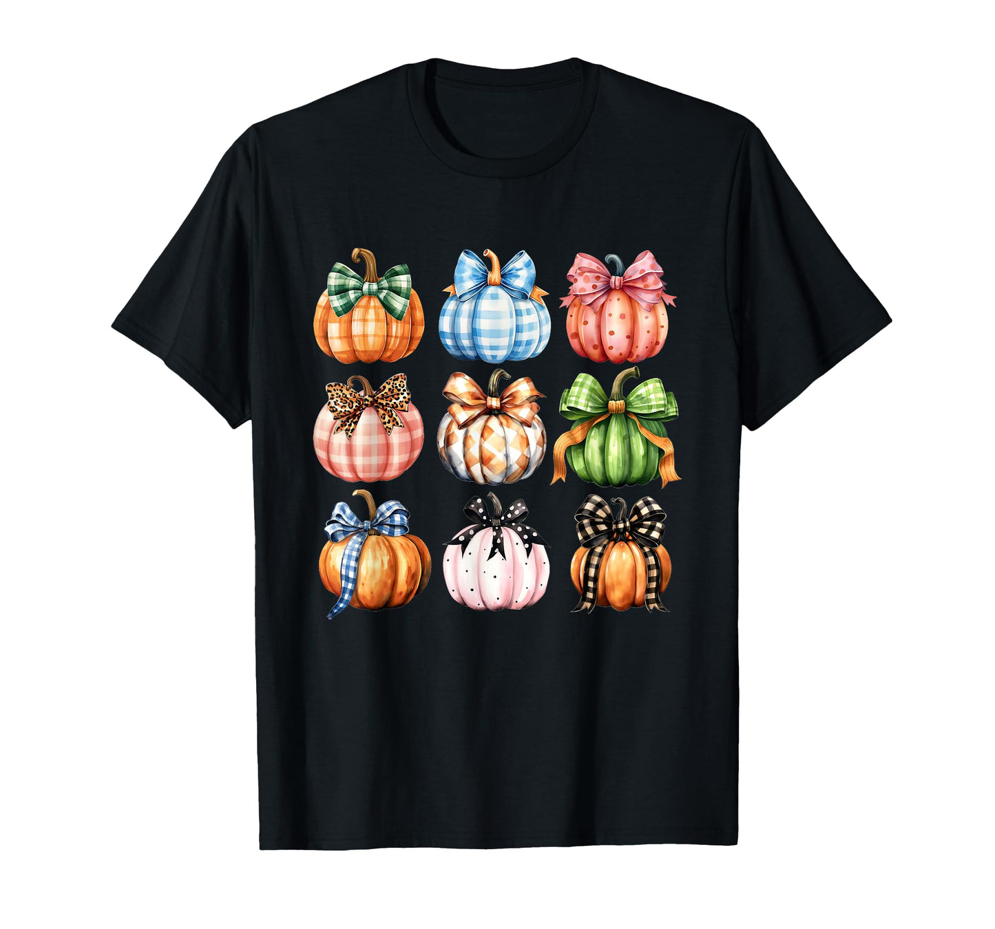 Funny Halloween Coquette Bow Pumpkin Autumn Thanksgiving T-Shirt