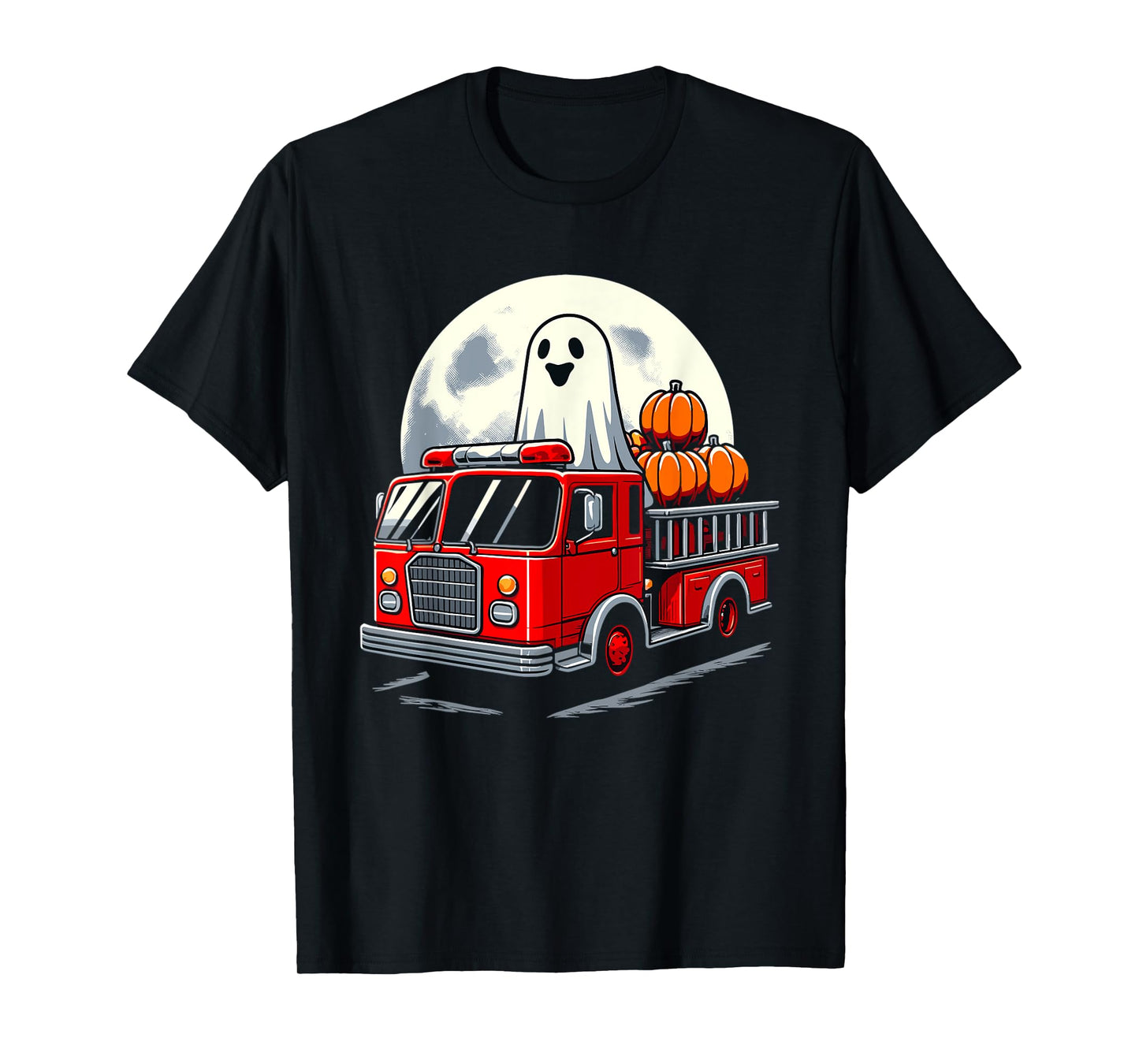 Halloween Ghost Firetruck Funny Pumpkins For Kids T-Shirt