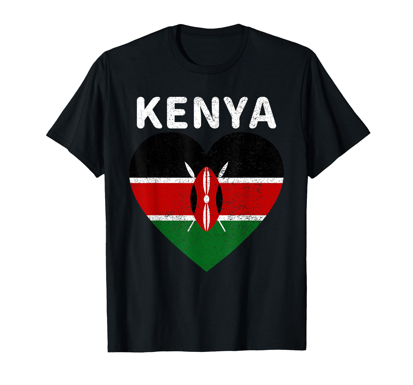 I Love Kenya Kenyan Africa Pride Flag Print Vintage Retro T-Shirt