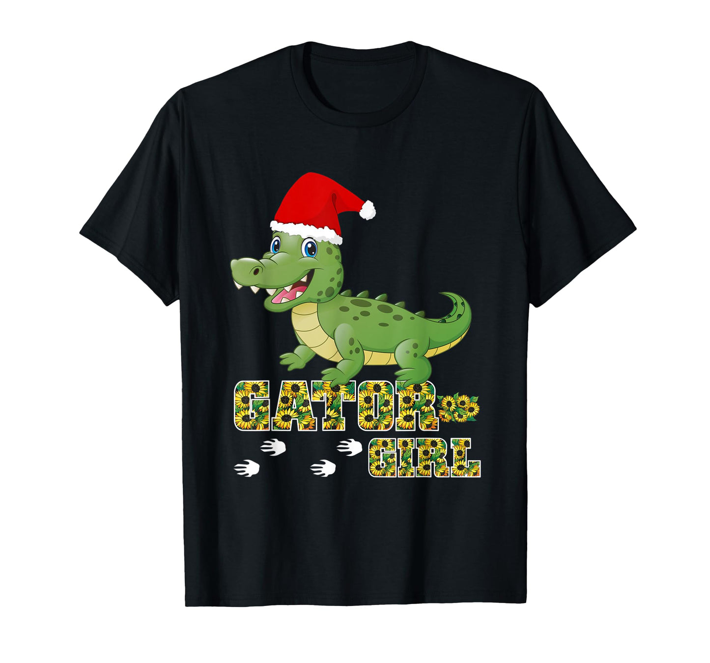 Christmas Gator Girl Santa Hat Florida Alligator Crocodile T-Shirt