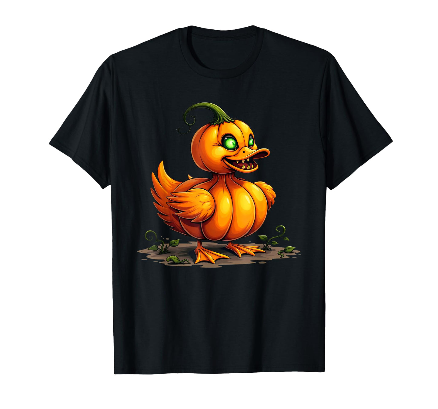 Scary Duck Pumpkin Funny Halloween Womens Mens Kids T-Shirt