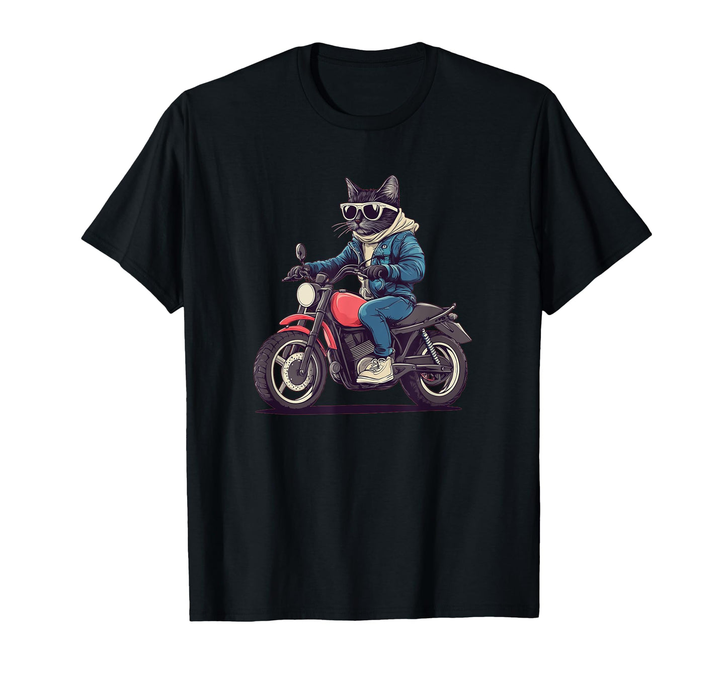 Cool Cat with Motorbike for Motorcycle Season and Biker Men Women Kids T-Shirt