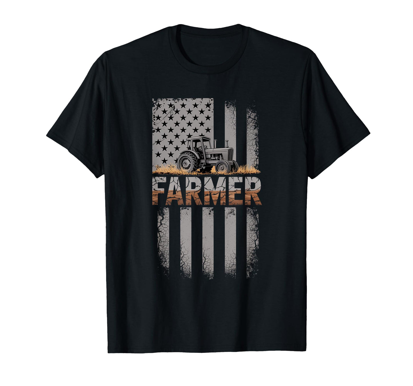 Farmer Flag Tractor Vintage American Rural Pride T-Shirt