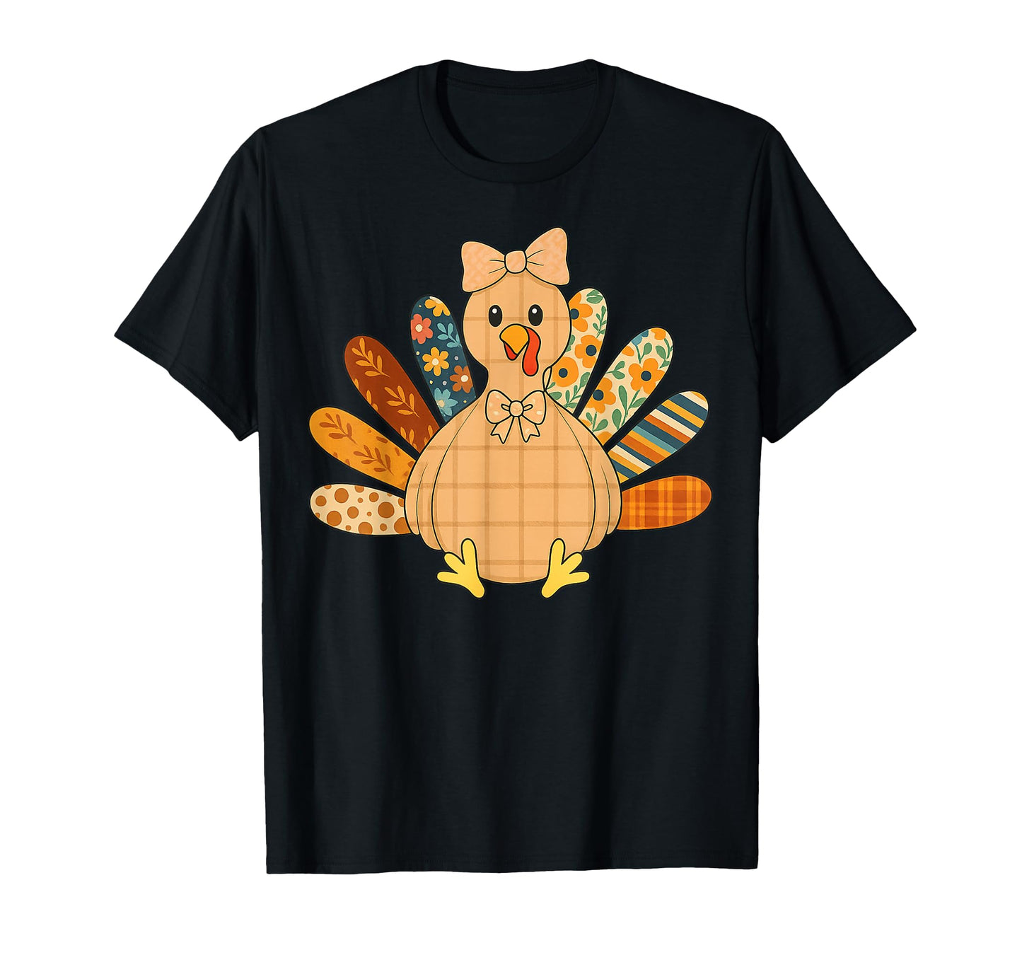 Funny Turkey Thanksgiving Vintage Boho Floral Fall Vibes T-Shirt