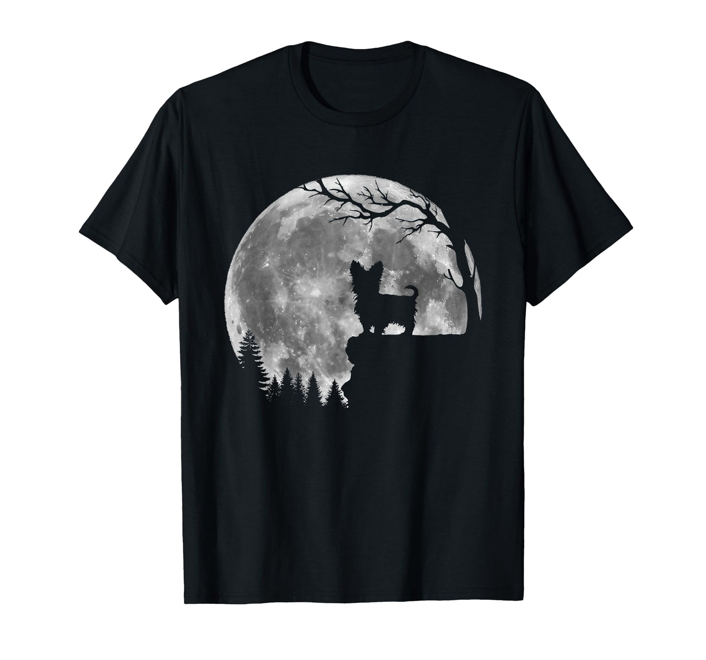 Yorkie Dog Moon Silhouette Funny Lazy Halloween Costume Men Women Kids T-Shirt