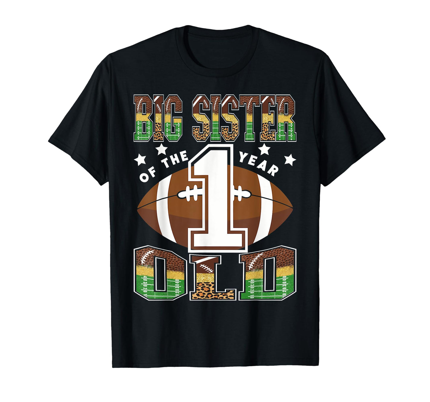 Big Sister Of The 1 Year Old Football 1St Year Down Birthday T-Shirt