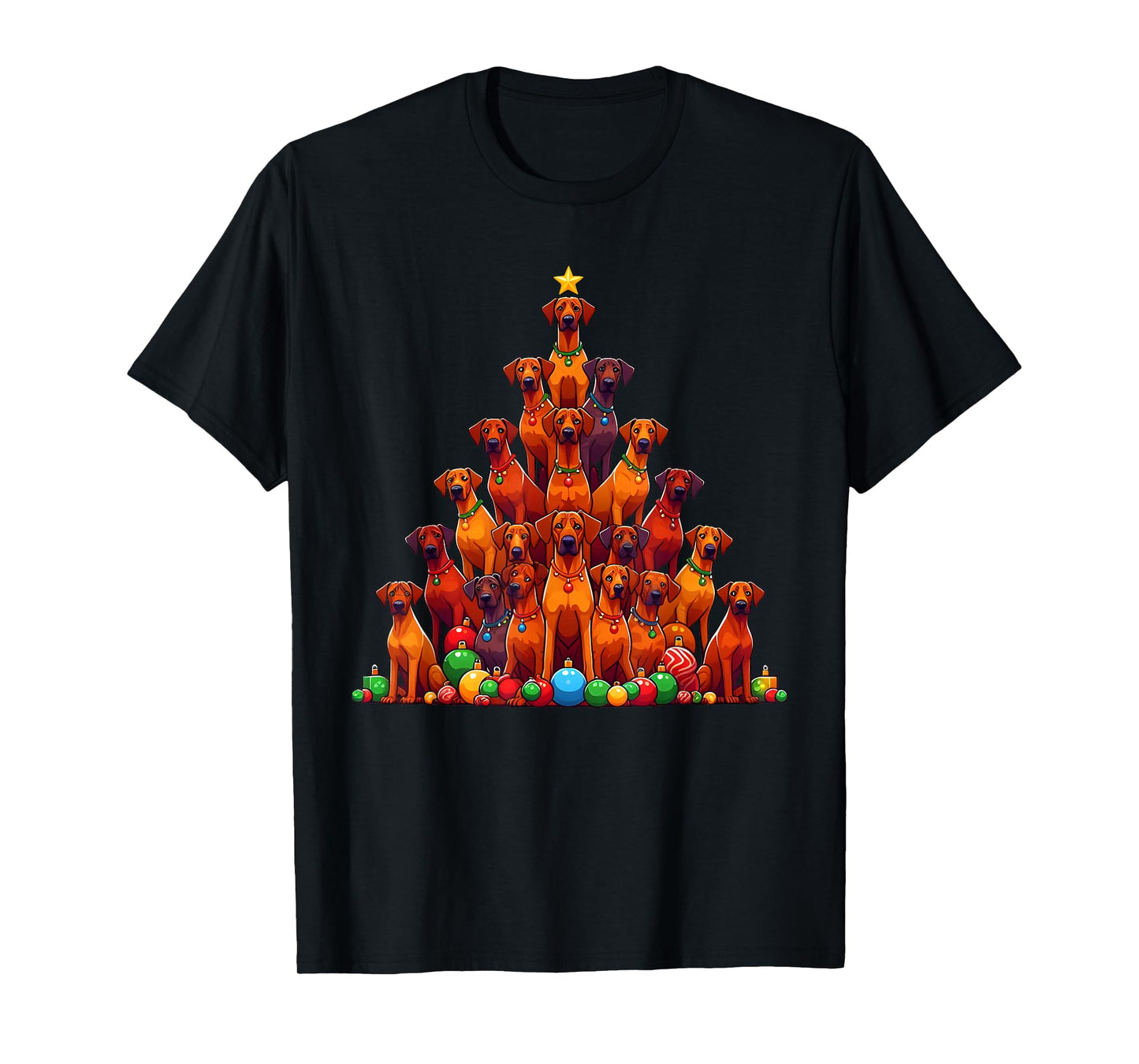 Cute Rhodesian Ridgeback Christmas Tree Dog Womens Mens Kids T-Shirt