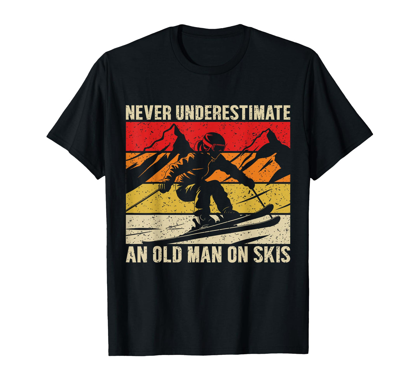 Vintage Never Underestimate an Old Man On Skis Funny Skiing T-Shirt