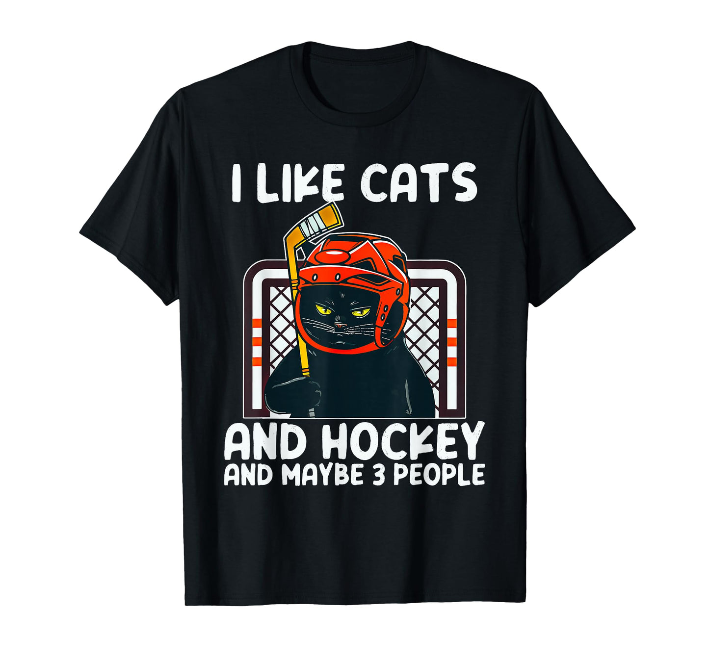 I Like Cats And Hockey And Maybe 3 People Black Catsc T-Shirt