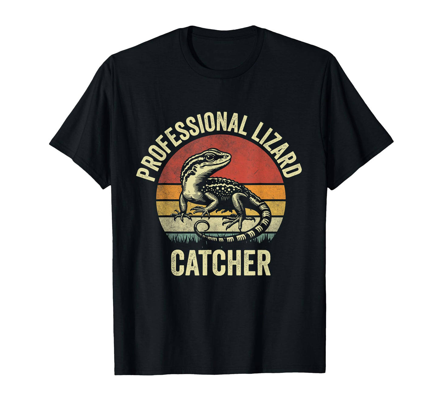 Professional Lizard Catcher Funny Retro Gecko Lizard Hunter T-Shirt