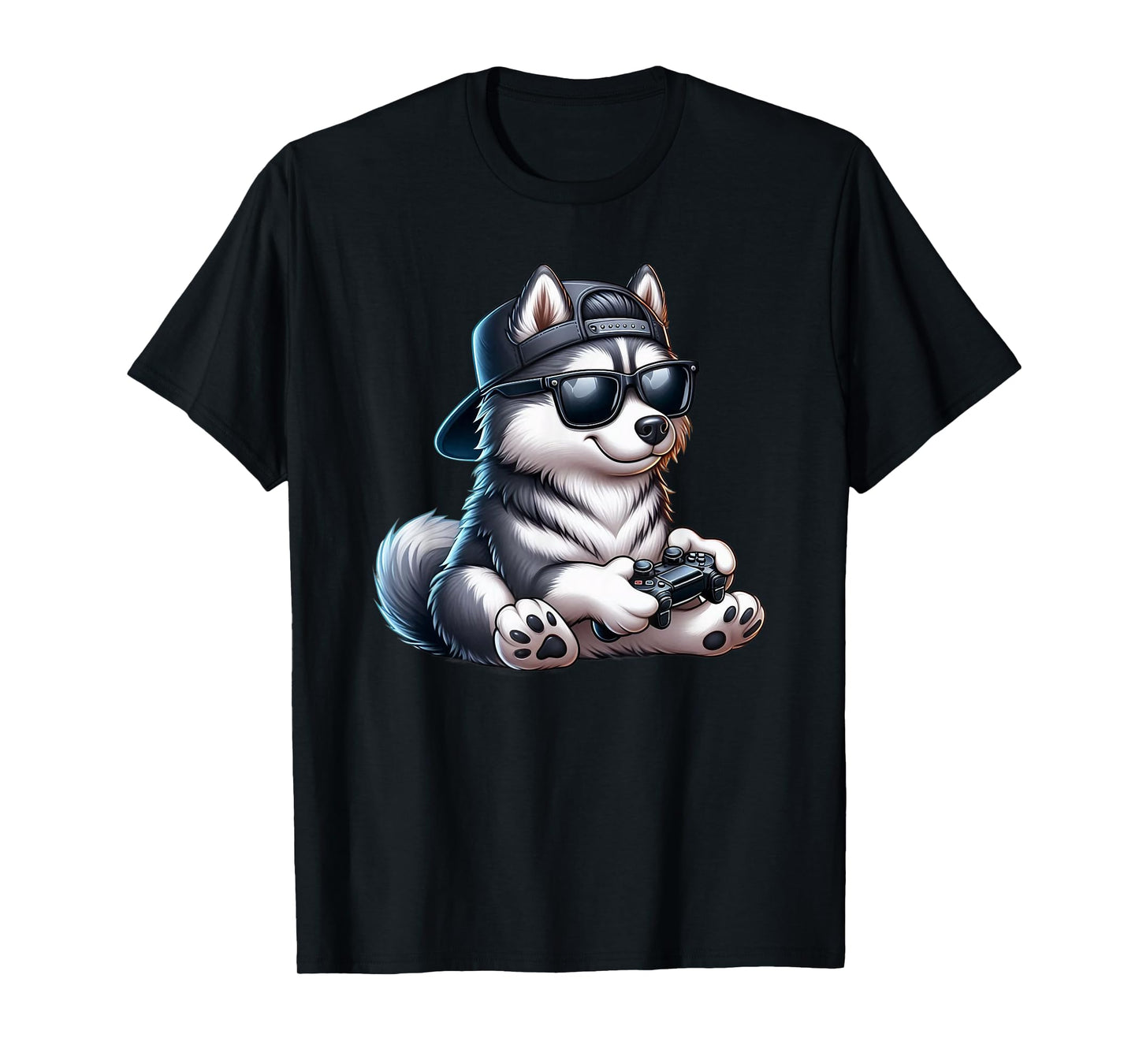 Funny Husky Dog Playing Video Games Dog Playing Video Games T-Shirt