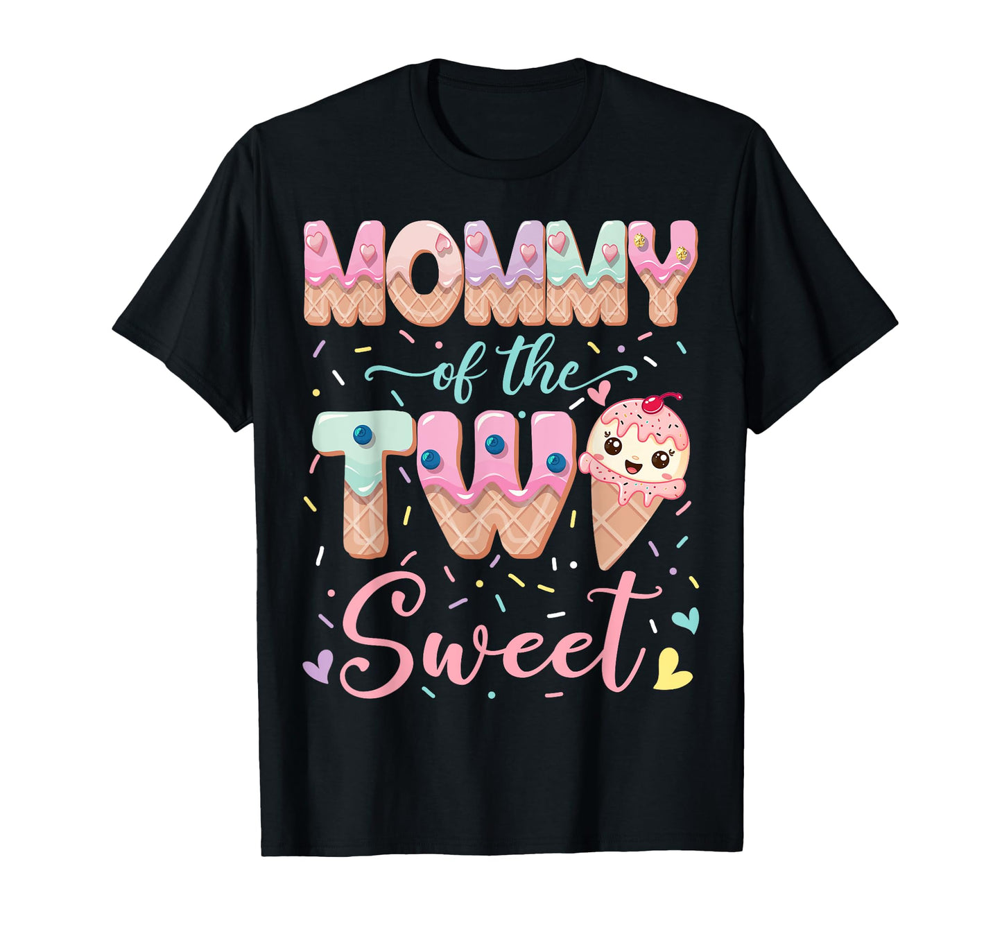 Mommy Of The Two Sweet Ice Cream Lover 2Nd Birthday Girl T-Shirt