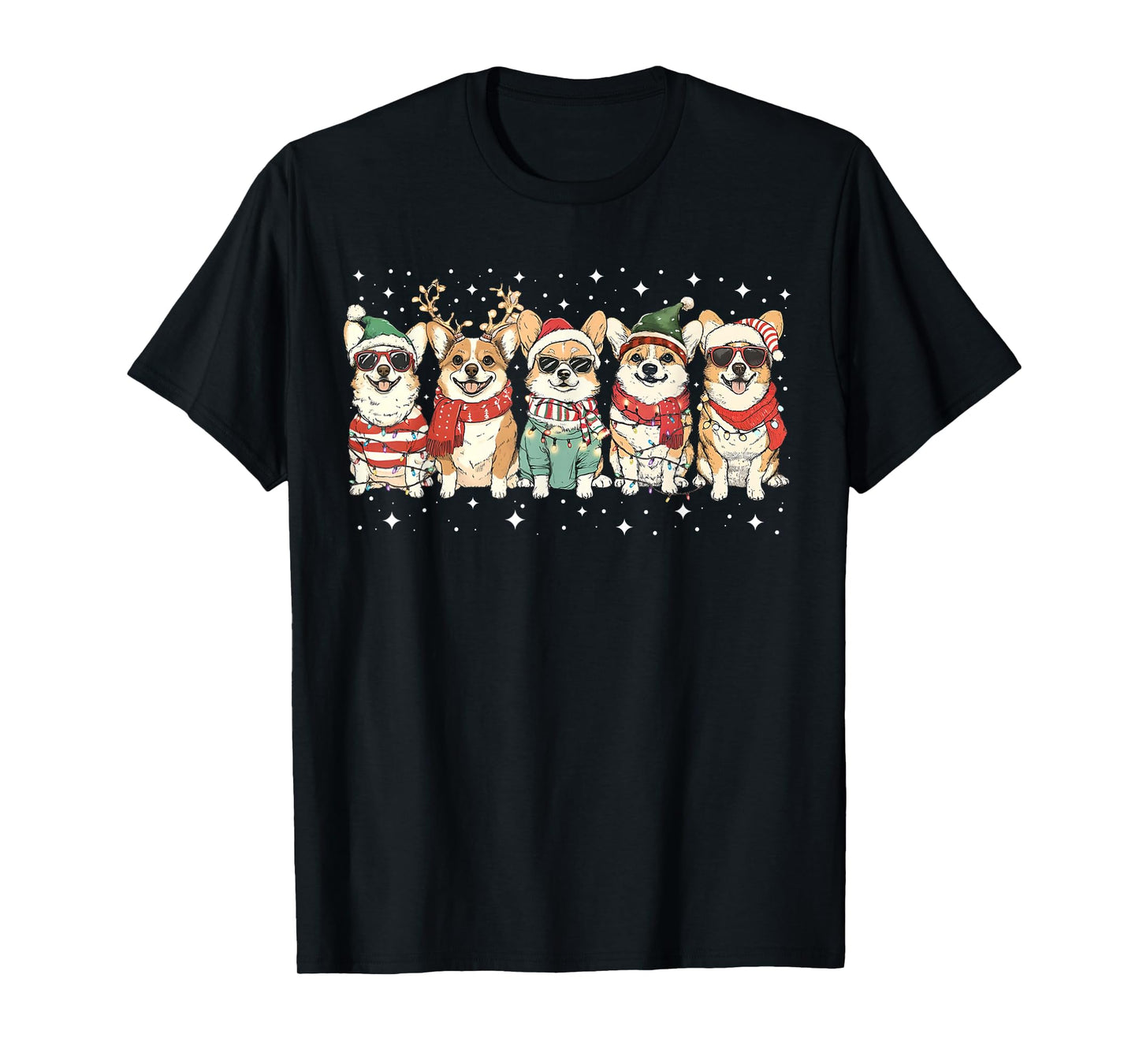 Corgi Santa Christmas Lights Xmas PJ Dog Lover Merry Corgmas T-Shirt