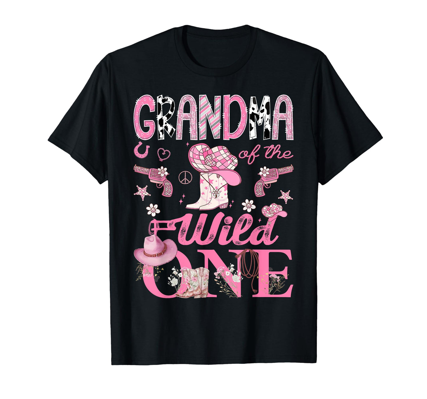 Grandma Of The Wild One 1St Birthday CowGirl Disco T-Shirt