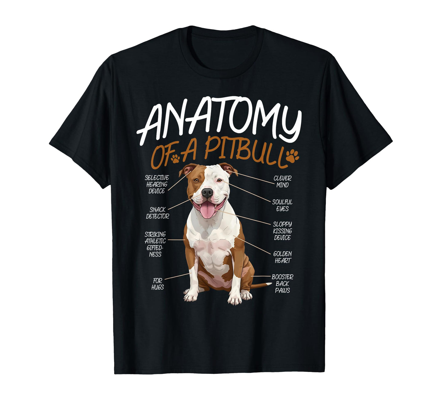 Anatomy of a Pitbull Dog Lovers Funny Cute Canine Humor T-Shirt