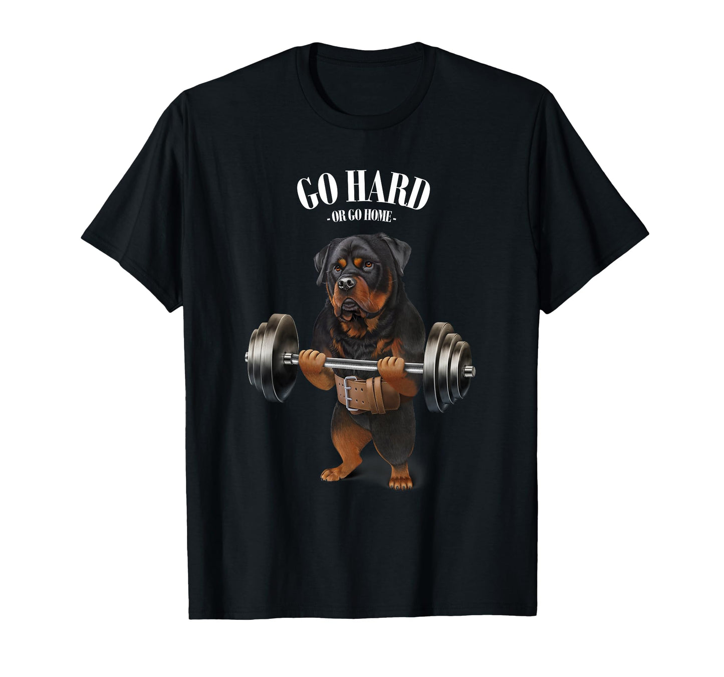 Rottweiler Dog Weightlifting in Fitness Gym T-Shirt