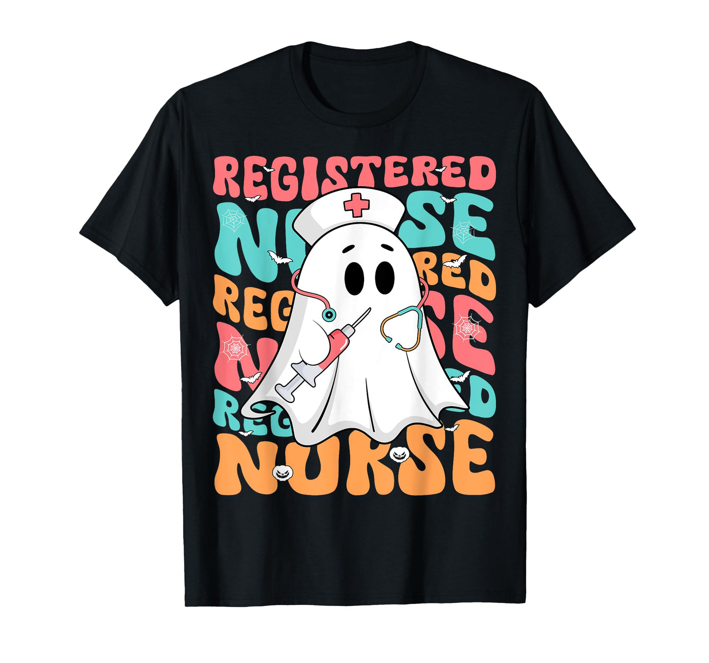 Spooky Registered Nurse Ghost RN Funny Halloween Costume T-Shirt