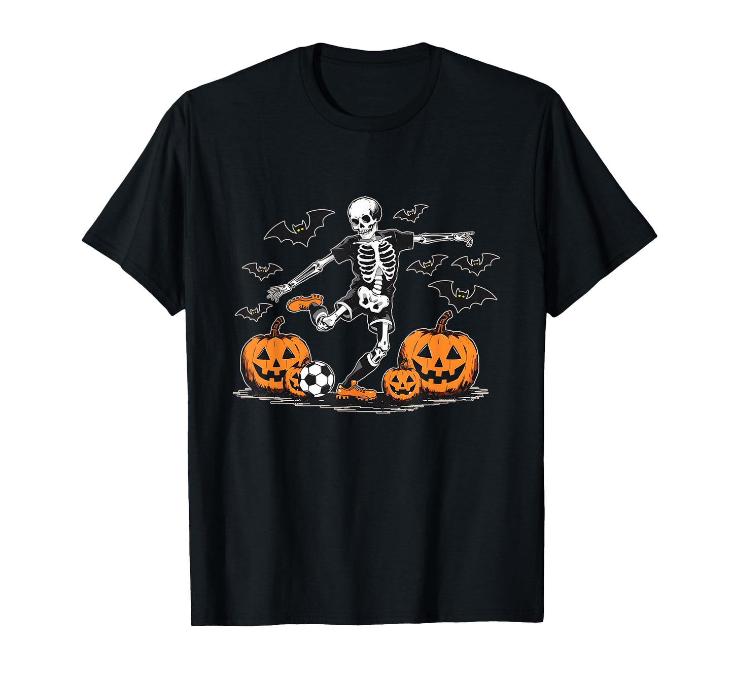 Funny Skeleton Soccer Men Boys Kids Halloween Costume T-Shirt