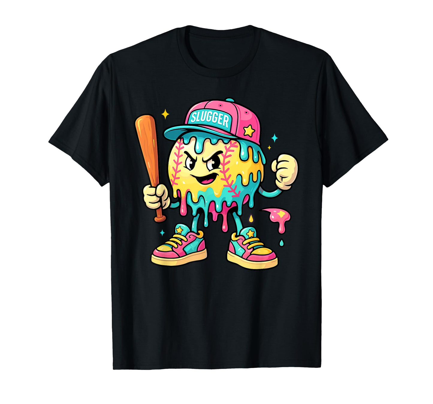 Baseball Ice Cream Drip with Sprinkles Men Boys Kids T-Shirt