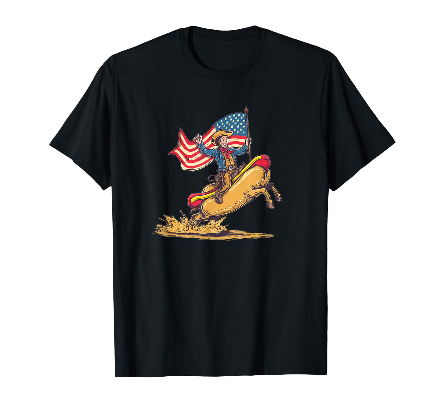 Amazing Hotdogs and Rodeo Looks with USA Colors T-Shirt