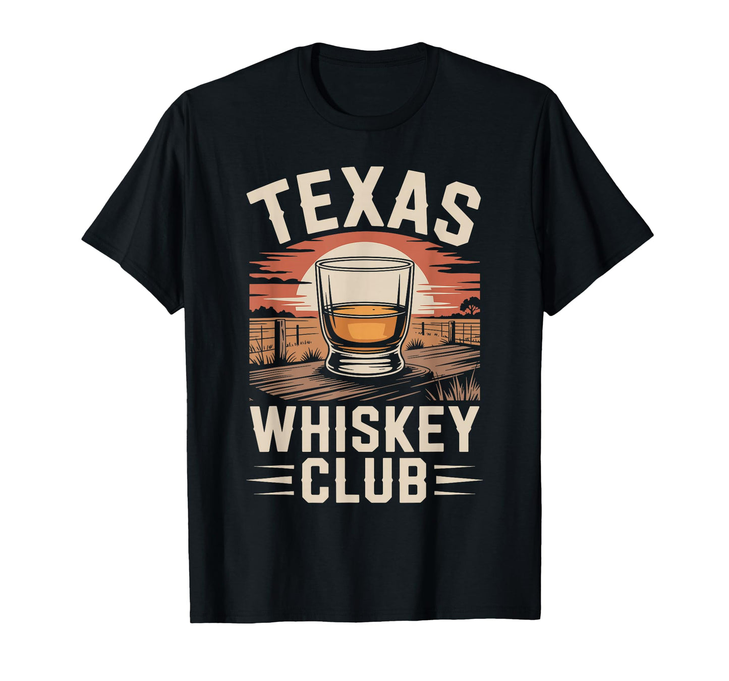 Texas Whiskey Club Sunset Retro Bourbon T-Shirt