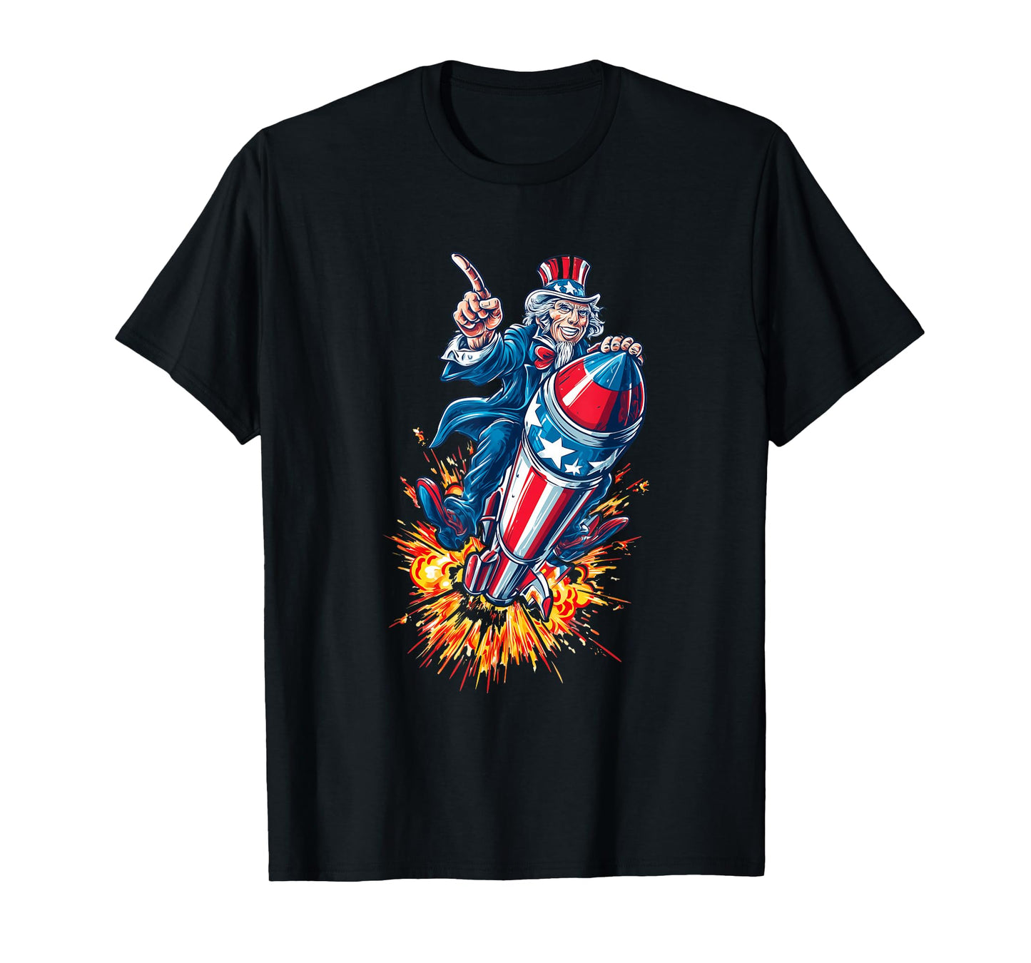 Awesome Uncle America with Firework for US Rockets Lovers T-Shirt