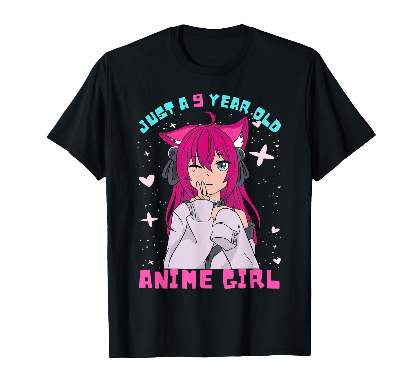 Anime Girl 9 Year Old Birthday Girl Kawaii 9th Birthday T-Shirt