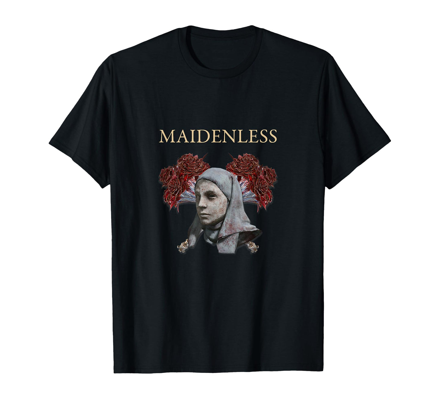 SoulsGang Maidenless Black Elden Ring Meme T-Shirt, Women's Classic Fit, Small, Short Sleeve
