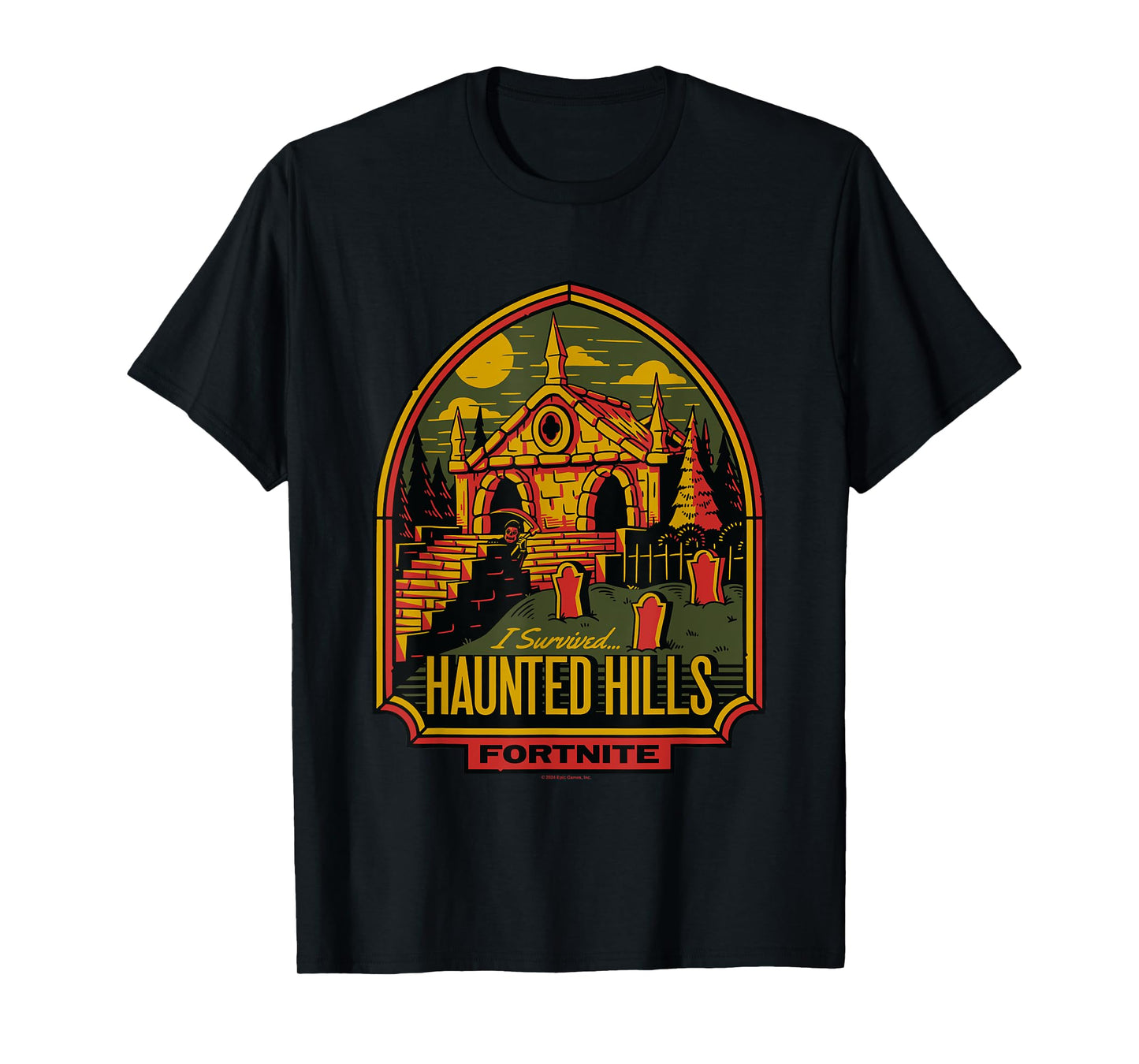 Fortnite Halloween I Survived Haunted Hills Retro Chest Logo T-Shirt
