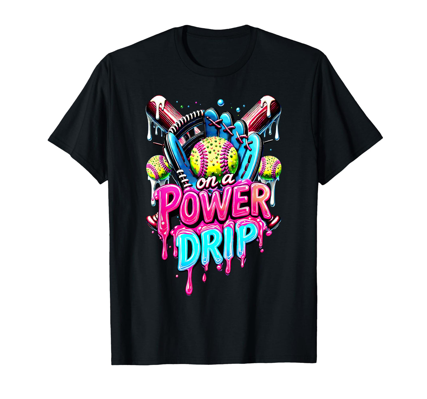 On A Power Drip Softball Ice Cream Dripping With Sprinkles T-Shirt