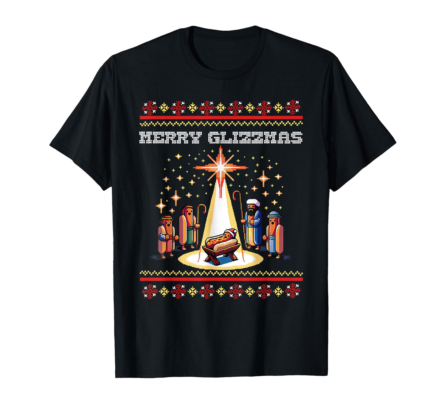 Funny Merry Glizzmas Hot Dogs Family Group Ugly Christmas T-Shirt