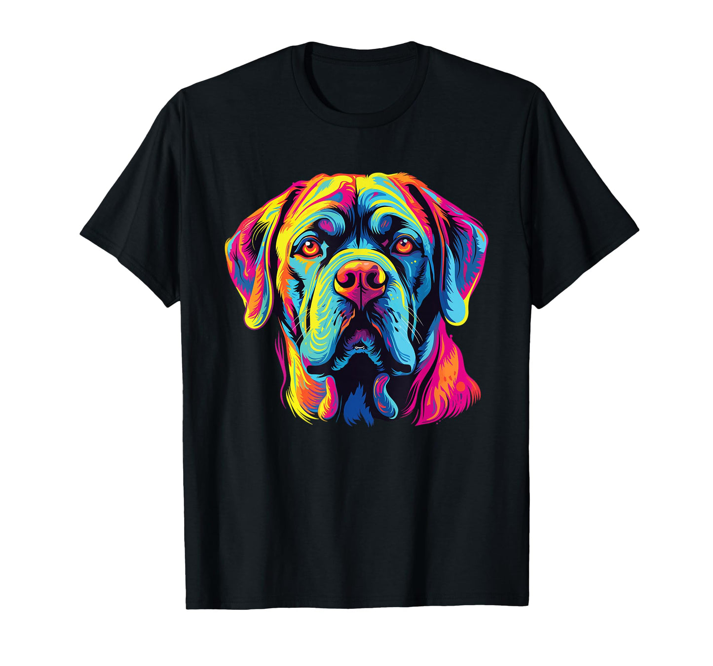 Retro Mastiff Dog Tees Unisex-Adults Kids Multicolor Watercolor Artistic Modern Dog-Themed T-Shirt Small