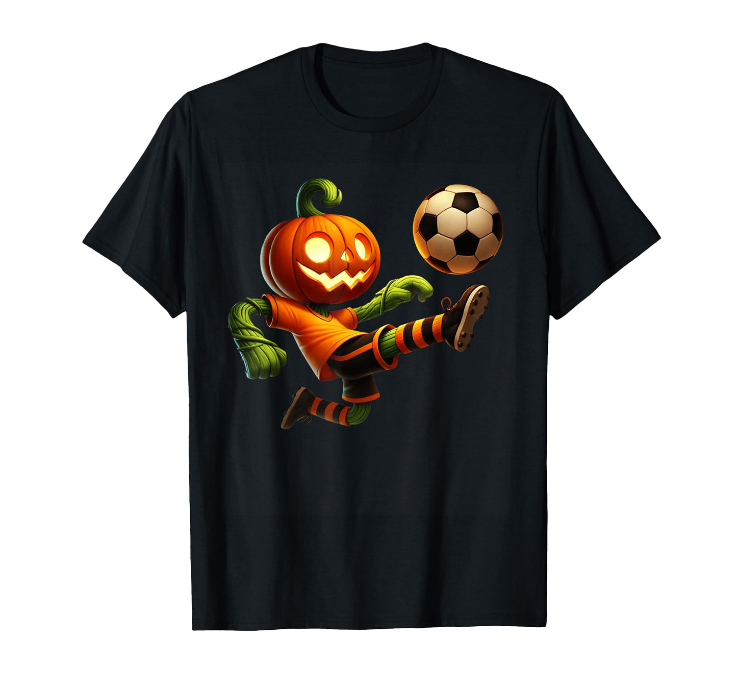 Pumpkin Face Soccer Halloween Costume Men Boys Kids Cute T-Shirt