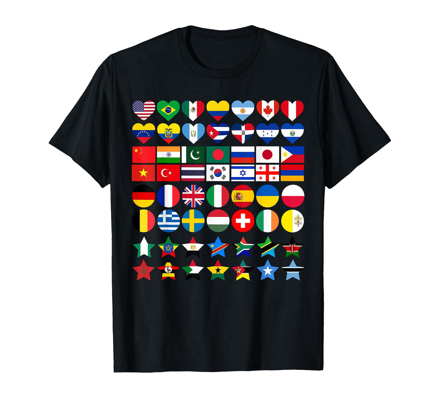 Flags of Countries of the Worlds in Geometric Shapes T-Shirt