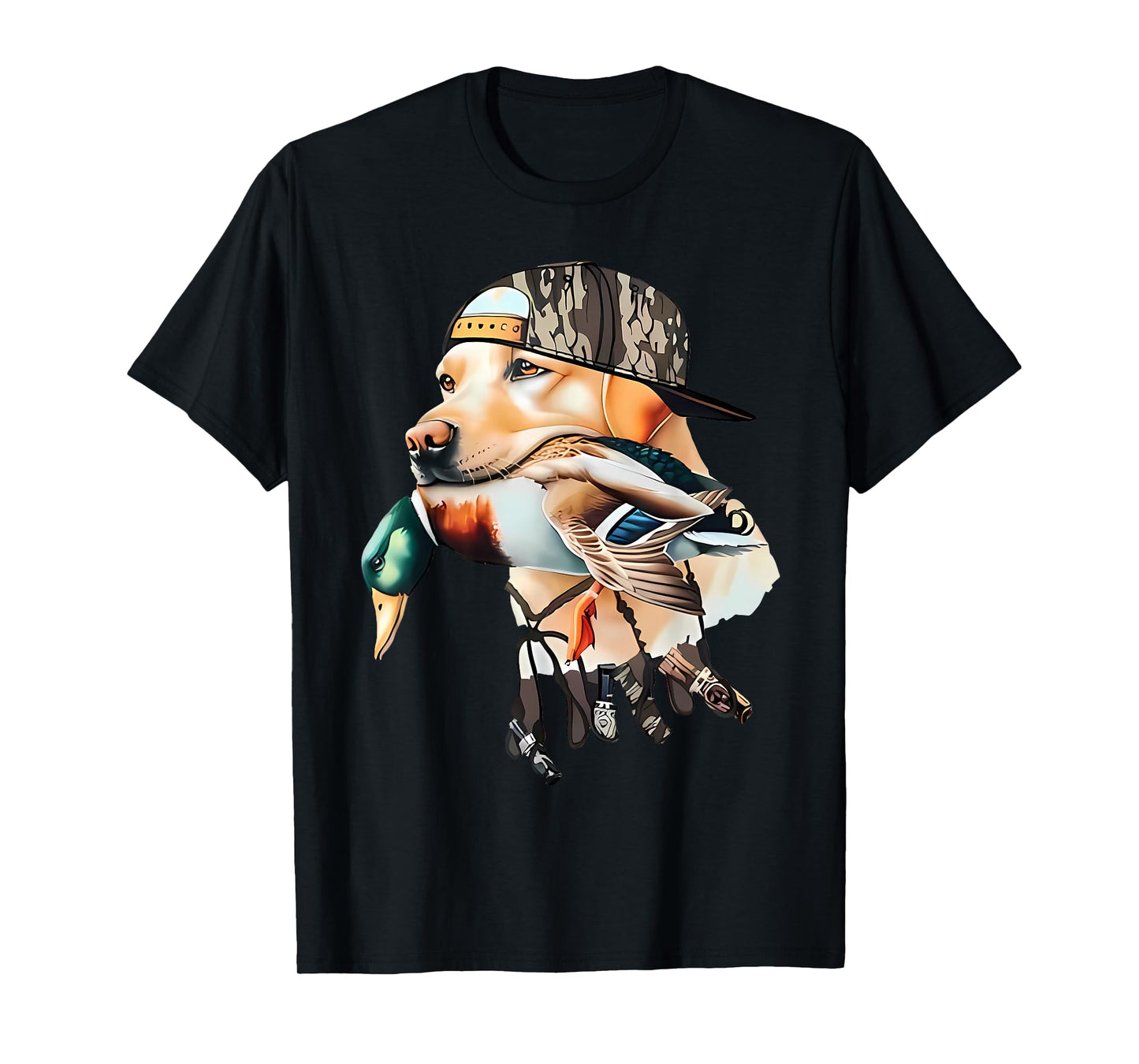 Bold Hunting Dog with Duck Hello Hunting Season T-Shirt