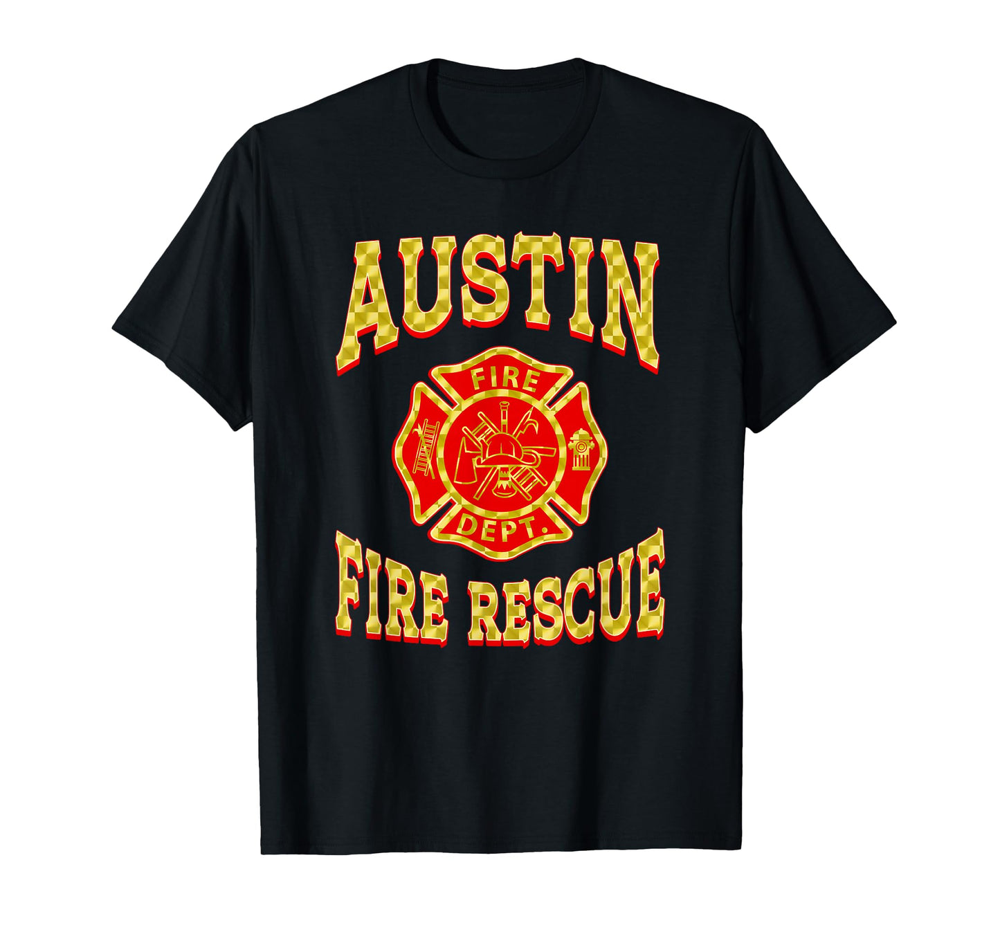 Retro Austin Fire Department Patch Flag Texas Firefighter T-Shirt